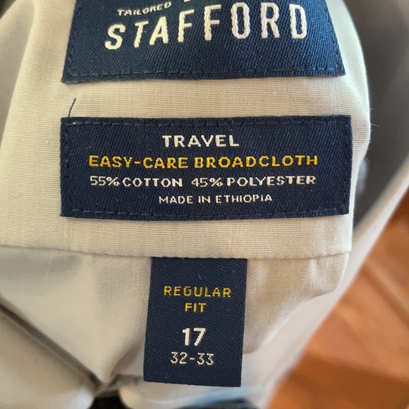 NEW Stafford Gray Dress Shirt w/ Bow Tie 17 32/33 - Picture 9 of 11